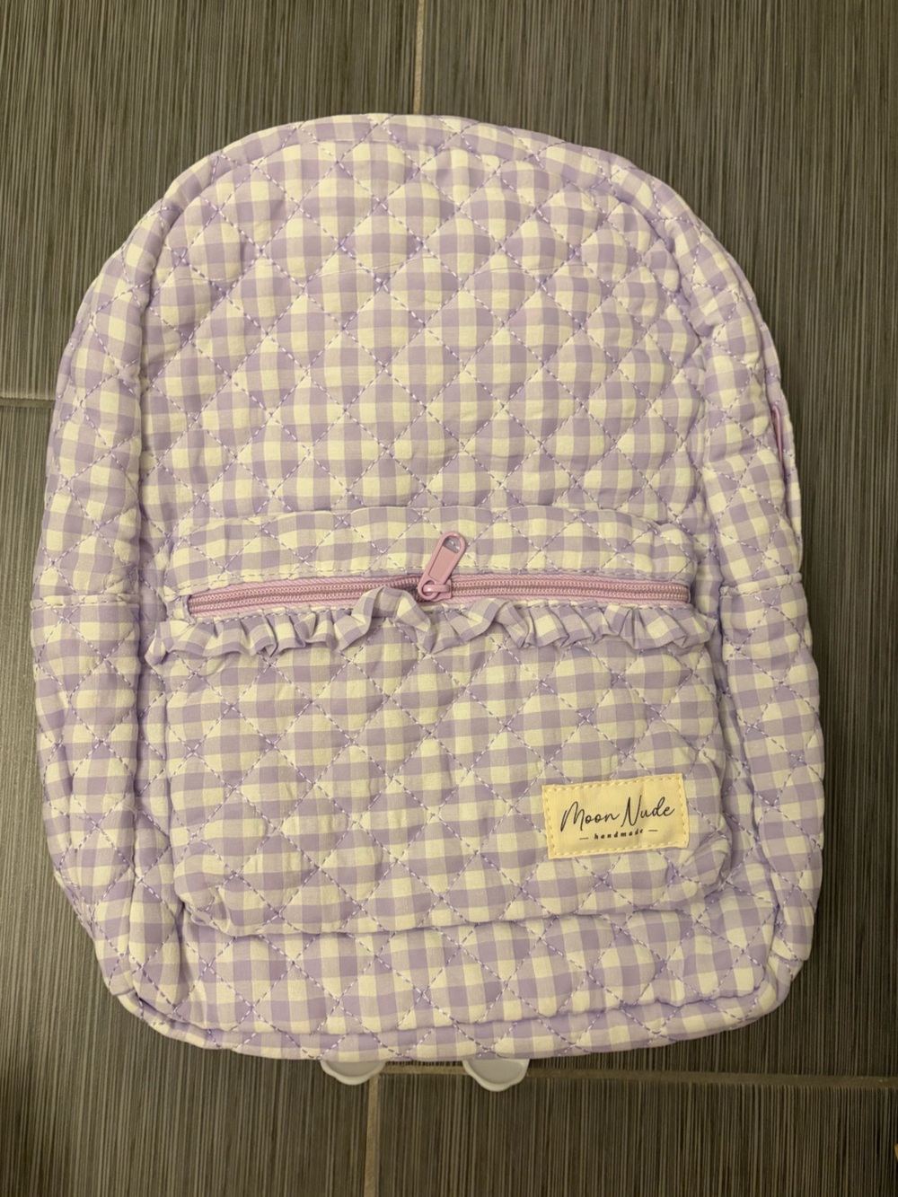 Moon Nude Quilted Lavender Gingham Backpack